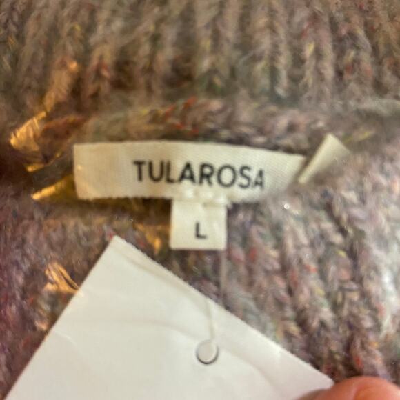 Tularosa Pauline Mock Neck Pullover Sweater Size L Heathered Purple Multi Cable - Picture 9 of 16